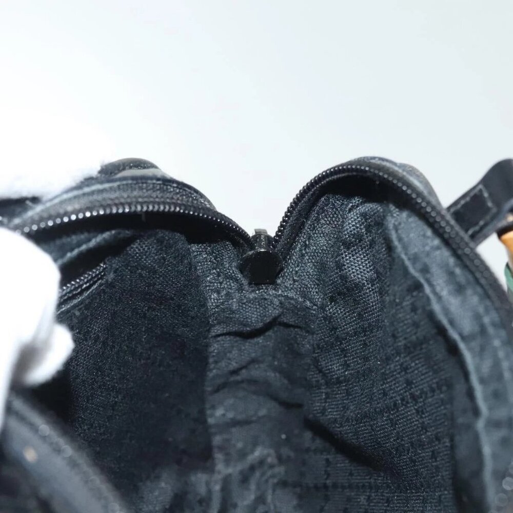 GUCCI Bamboo Hand Bag Nylon 2way Black Silver 007 2040 0275 Auth 141697 - Picture 13 of 16